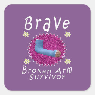 Sticker Carré Cadeau cassé courageux mignon de bras pour des