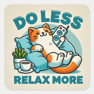 Sticker Carré 🐱 Cadeau Chat Relax pour les amoureux des chats e