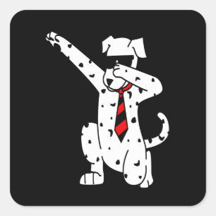 Sticker Carré Cadeau dalmate Cravate Dalmatienne avec lunettes