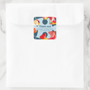 Sticker Carré Cadeau d'anniversaire amusant pour enfants avec pu
