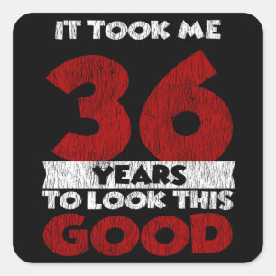 Sticker Carré Cadeau d'anniversaire drôle de 36 ans
