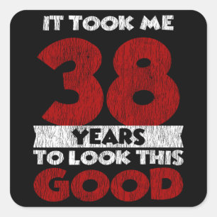 Sticker Carré Cadeau d'anniversaire drôle de 38 ans