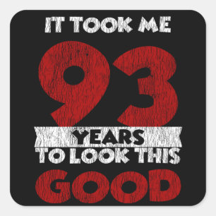 Sticker Carré Cadeau d'anniversaire drôle de 93 ans
