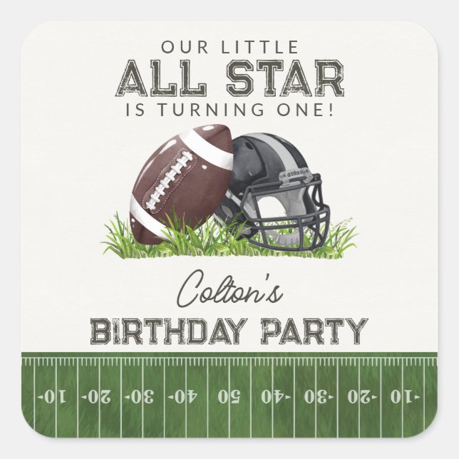 Sticker Carré Cadeau d'anniversaire Football Little All Star Tou (Devant)