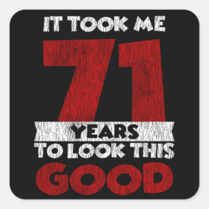 Sticker Carré Cadeau d'anniversaire fun 71 ans vieux de 71 ans