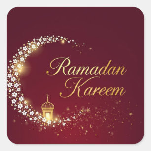Sticker Carré Cadeau d'autocollant rond Ramadan Kareem