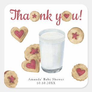 Sticker Carré Cadeau de baby shower pour lait et biscuits