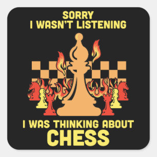 Sticker Carré Cadeau de citation drôle d'échecs pour les joueurs