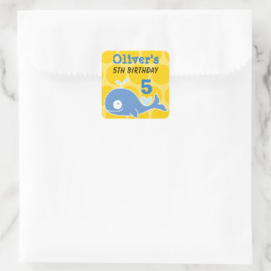 Sticker Carré Cadeau de fête d'anniversaire pour enfant - Balein