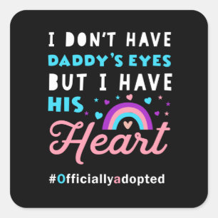 Sticker Carré cadeau de jour d'adoption mignon pour les enfants,