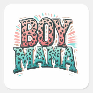 Sticker Carré Cadeau de la fête des mères Garçon maman