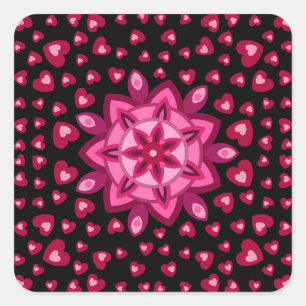 STICKER CARRÉ CADEAU DE LA SAINT-VALENTIN, ANNIVERSAIRE AVEC DES