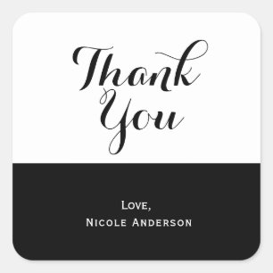 Sticker Carré Cadeau de mariage élégant et chic noir et blanc à 
