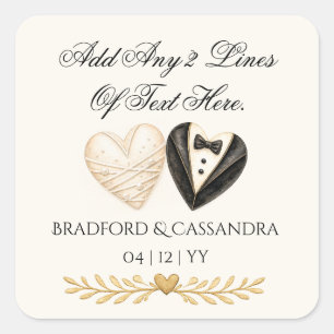 Sticker Carré Cadeau de mariage souvenir Save the Date mariée ma