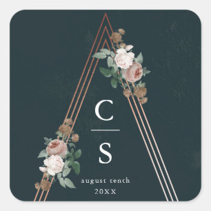 Sticker Carré Cadeau de mariage structurel pyramidal floral bohè