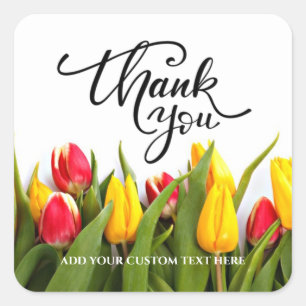 Sticker Carré Cadeau de mariage Tulipes Merci sur mesure