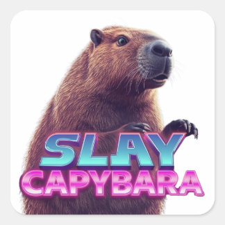 Sticker Carré Cadeau de mème d'animal drôle de Capybara Tueur