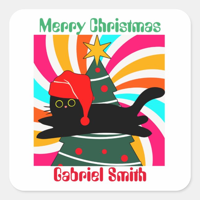 Sticker Carré cadeau de Noël (Devant)