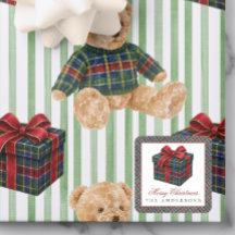Cadeau de Noël à carreaux Tartan Aquarelle