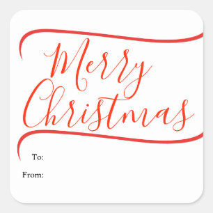 Sticker Carré Cadeau de Noël élégant en calligraphie