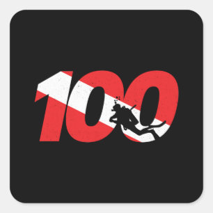 Sticker Carré Cadeau de plongée - 100e plongée - Plongée - Plong