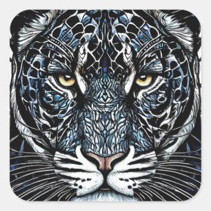 Sticker Carré Cadeau de Style Safari Audacieux d'Animal Exotique