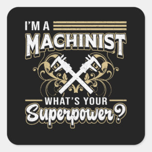 Sticker Carré Cadeau de superpuissance de machine mécanique CNC