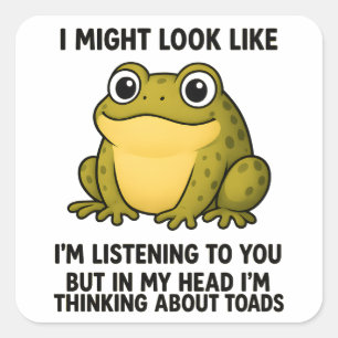Sticker Carré Cadeau d'humour TDAH Crapaud Grenouille Mignon pou
