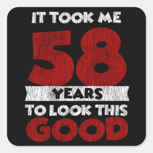 Sticker Carré Cadeau drôle d'anniversaire 58 ans vintage
