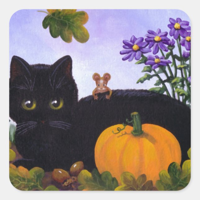 Sticker Carré Cadeau drôle mignon Creationarts d'automne de (Devant)