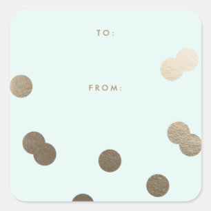 Sticker Carré Cadeau en faux feuillet d'or confetti