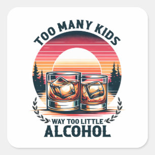 Sticker Carré Cadeau fête des pères Trop d'enfants
