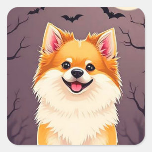 Sticker Carré 🎃 Cadeau Halloween pour les amoureux des chiens P