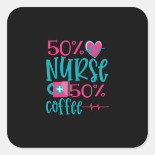 Sticker Carré Cadeau infirmière   50 Infirmière 50 Café