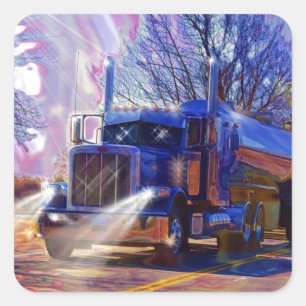 Sticker Carré Cadeau lourd de transport de camion de