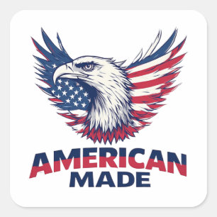 Sticker Carré Cadeau patriotique de drapeau américain fabriqué a