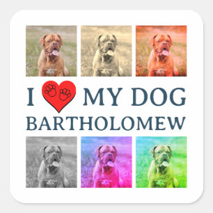 Sticker Carré Cadeau personnalisé d'art pop pour chien pour amat