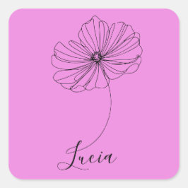 Sticker Carré Cadeau personnalisé Octobre Cosmos Fleur de naissa