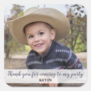 Sticker Carré Cadeau Photo Enfants Anniversaire Merci