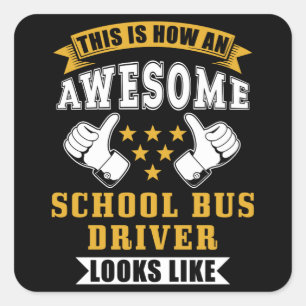 Sticker Carré Cadeau pour chauffeur de bus scolaire