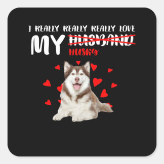 Sticker Carré cadeau pour chien | J'Aime Vraiment Mon Husky