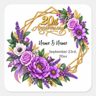 Sticker Carré Cadeau pour le 20e anniversaire