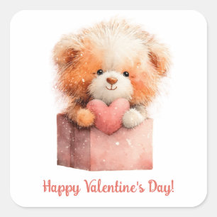 Sticker Carré Cadeau Saint-Valentin Ourson Doux Art