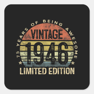 Sticker Carré Cadeaux de 75 ans Vintage 1946 Anniversaire