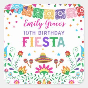 Sticker Carré Cadeaux de fête d'anniversaire pour bébé Mexicain 