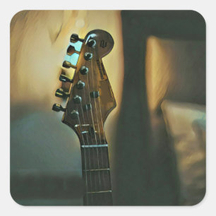 Sticker Carré Cadeaux de guitare vintages