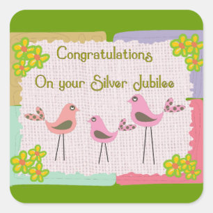 Sticker Carré Cadeaux de jubilé d'argent des soeurs