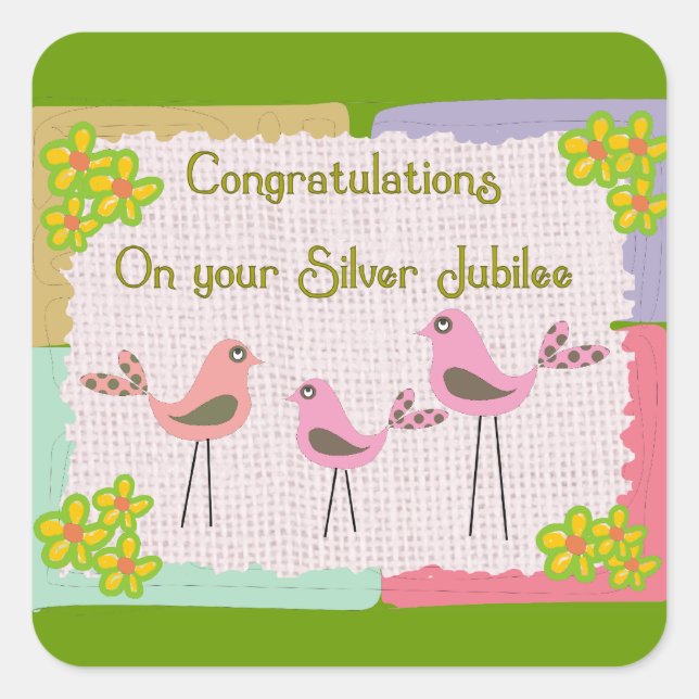 Sticker Carré Cadeaux de jubilé d'argent des soeurs (Devant)