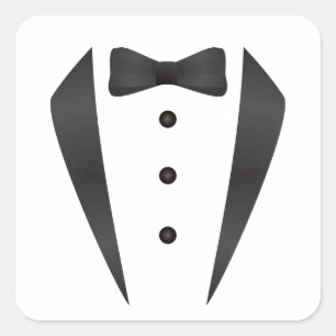 Sticker Carré Cadeaux de mariage Tuxedo et accessoires pour mari