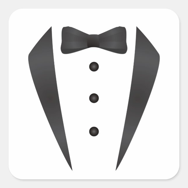 Sticker Carré Cadeaux de mariage Tuxedo et accessoires pour mari (Devant)